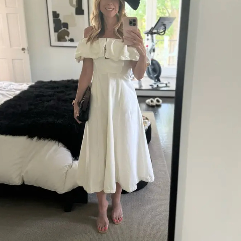 Sea New York White Strapless Midi Dress Size 10 Bridal Cotton Designer $445 - Picture 7 of 13